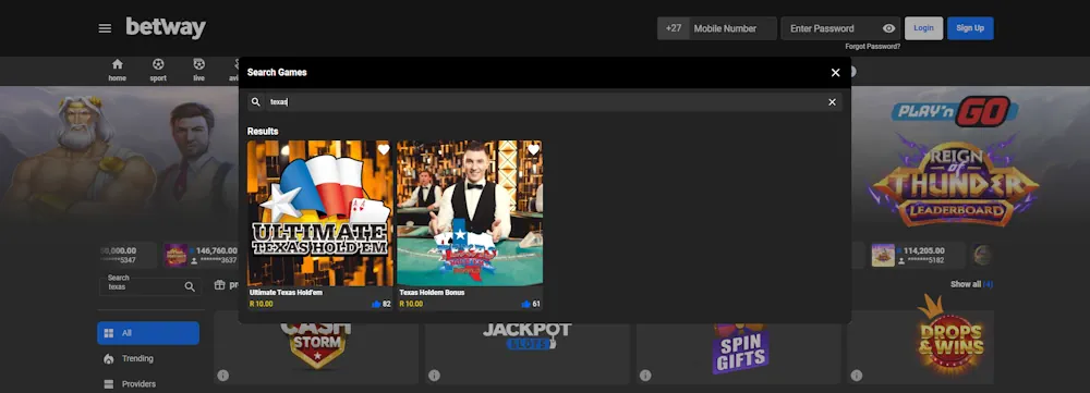 Betway texas holdem Screenshot
